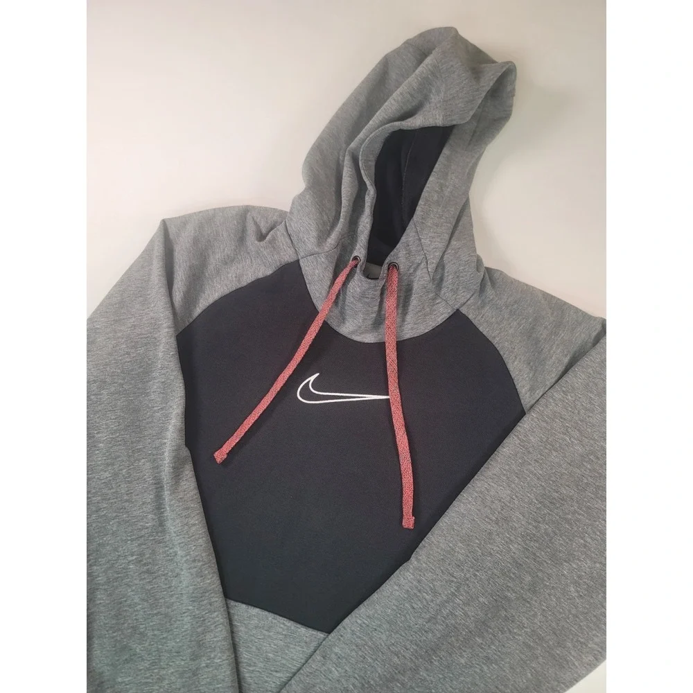 Nike Therma-FIT Pullover Hoodie Gray Black Swoosh Men's Large